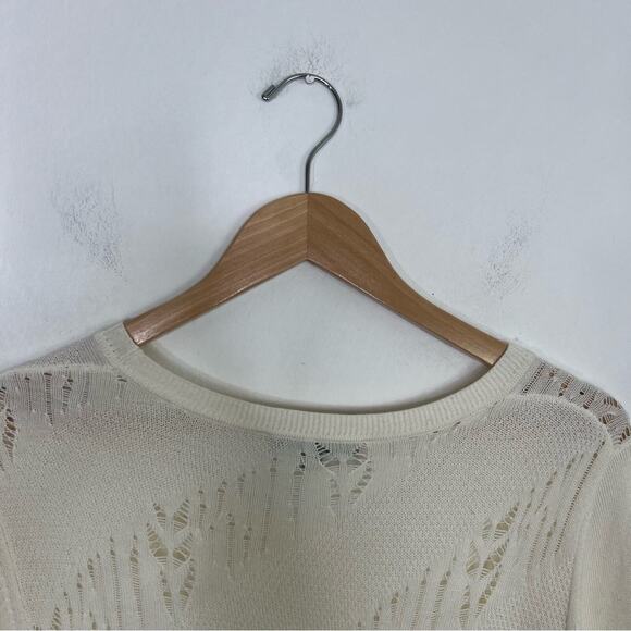 Classiques Entier White Lightweight Distressed Cashmere Blend Sweater Size Med - Picture 9 of 14